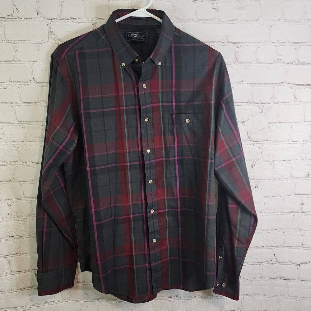 Men's AstorOne "Single Needled Tailored" longsleeve button-down shirt, size L/G